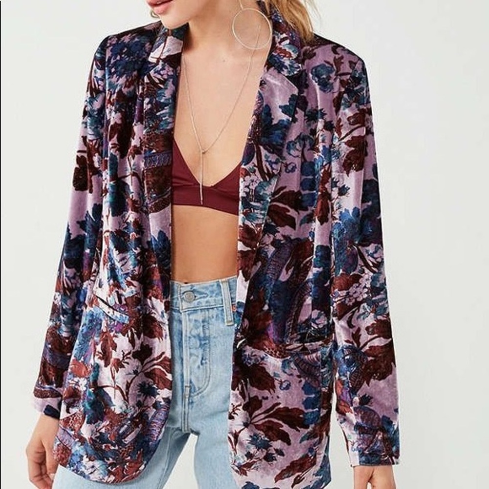 Urban outfitters floral print velvet blazer